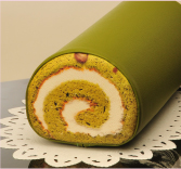 抹茶ロール型置きクッションです 抹茶ロールケーキ型置きクッション